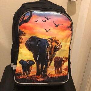 Boys Large Capacity Colorful Elephant Print Backpack